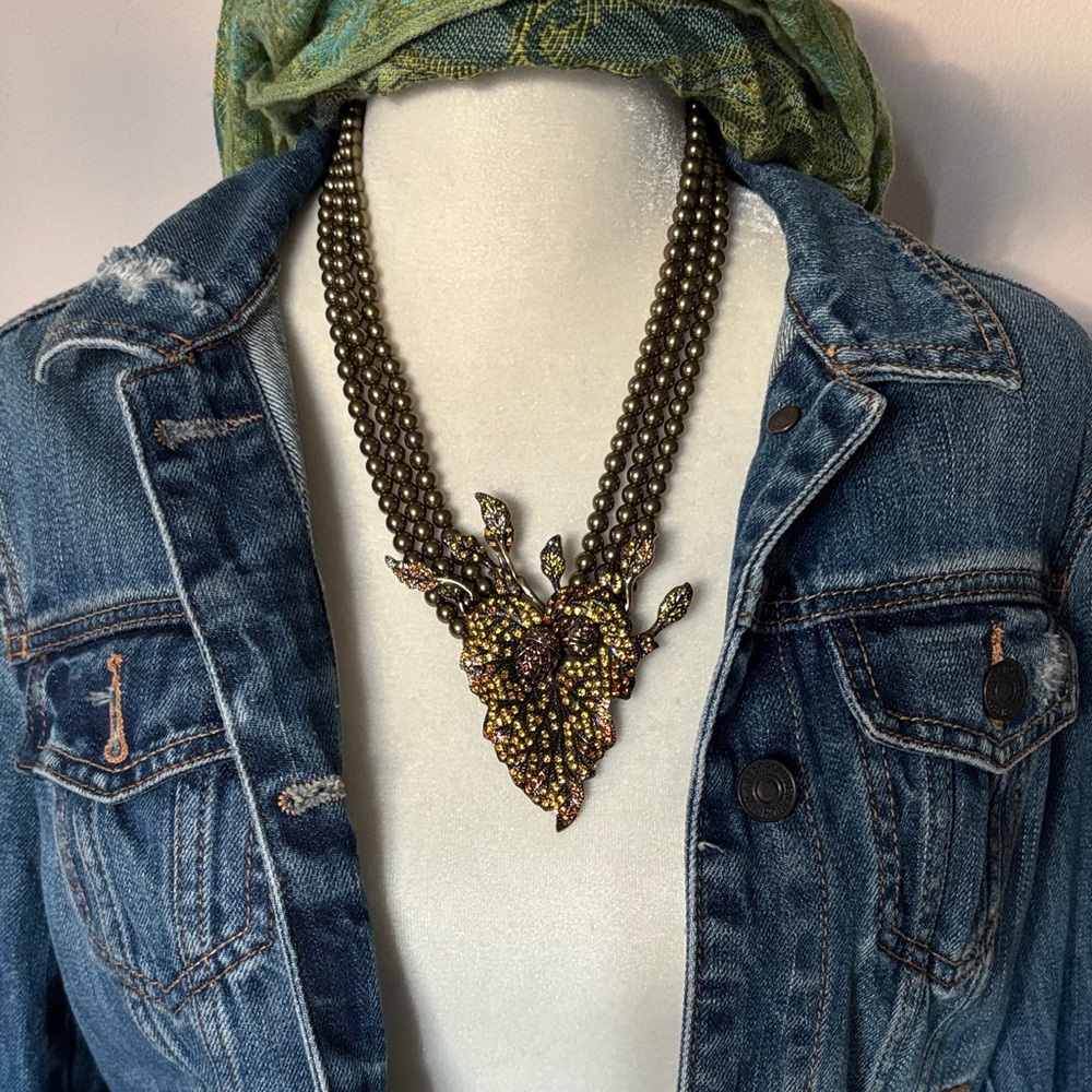 Vintage Heidi Daus Oak Leaf & Acorns Necklace - Picture 3 of 10